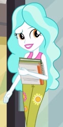 Size: 243x490 | Tagged: safe, imported from derpibooru, screencap, paisley, equestria girls, book, cropped, female, flower, solo