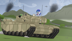 Size: 3000x1688 | Tagged: safe, artist:mrlolcats17, imported from derpibooru, oc, oc only, oc:storm feather, pony, battlefield 4, f/a-18 hornet, jet, jet fighter, solo, tank (vehicle)