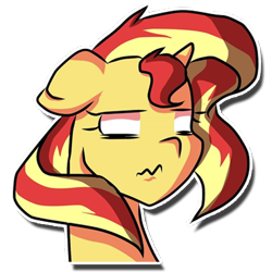 Size: 512x512 | Tagged: safe, artist:kenishra, imported from derpibooru, sunset shimmer, pony, unicorn, female, simple background, solo, transparent background, unamused, wavy mouth, white eyes