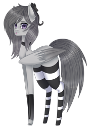 Size: 1436x2000 | Tagged: safe, artist:bonniebatman, imported from derpibooru, oc, oc only, pegasus, pony, bow, clothes, female, hair bow, mare, simple background, socks, solo, striped socks, tongue out, transparent background