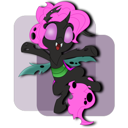 Size: 7000x7000 | Tagged: safe, artist:besttubahorse, artist:equestria-prevails, edit, imported from derpibooru, oc, oc only, oc:ælaña, changeling, .svg available, absurd resolution, changelingified, female, happy, outstretched arms, pink changeling, simple background, solo, species swap, transparent background, vector