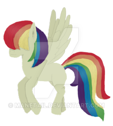 Size: 400x446 | Tagged: safe, artist:manetail, imported from derpibooru, oc, oc only, oc:fire rainbow, blank flank, obtrusive watermark, solo, watermark