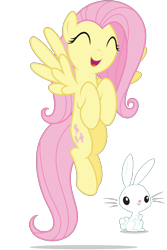 Size: 1030x1546 | Tagged: safe, imported from derpibooru, angel bunny, fluttershy, cute, eyes closed, floating, flying, happy, official, shyabetes, simple background, smiling, transparent background