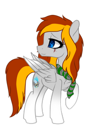 Size: 1024x1447 | Tagged: safe, artist:symphstudio, artist:xxmissteaxx, imported from derpibooru, oc, oc only, oc:lightning hawk, pegasus, pony, clothes, female, mare, raised hoof, scarf, simple background, solo, transparent background