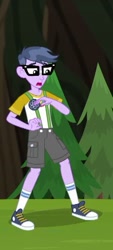 Size: 241x533 | Tagged: safe, imported from derpibooru, screencap, microchips, equestria girls, legend of everfree, camp everfree outfits, clothes, converse, glasses, male, shoes, shorts, sneakers, socks, solo