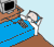 Size: 426x364 | Tagged: safe, imported from derpibooru, señor huevos, 1000 hours in ms paint, animated, bed, computer, gif, good night, male, sleeping, solo