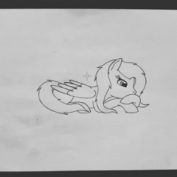 Size: 720x720 | Tagged: safe, artist:nightwind-arts, imported from derpibooru, oc, oc only, pegasus, pony, female, mare, prone, simple background, sketch, solo, thinking, traditional art, white background