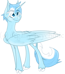 Size: 1254x1413 | Tagged: safe, artist:cranberry--zombie, artist:legally-psychotic, imported from derpibooru, oc, oc only, alicorn, classical unicorn, pony, cloven hooves, impossibly large wings, large wings, leonine tail, male, simple background, solo, stallion, transparent background, unshorn fetlocks, watermark, wings