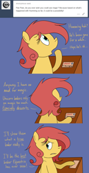 Size: 1280x2477 | Tagged: safe, artist:hummingway, imported from derpibooru, oc, oc only, oc:pan pare, pony, ask-humming-way, dialogue, solo, tumblr, tumblr comic