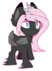 Size: 1353x1826 | Tagged: safe, artist:sorasku, imported from derpibooru, oc, oc only, deer pony, original species, female, horns, mare, simple background, solo, transparent background, unshorn fetlocks, wings