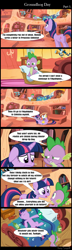 Size: 640x2220 | Tagged: safe, artist:bredgroup, edit, edited screencap, imported from derpibooru, screencap, spike, twilight sparkle, dragon, comic:groundhog day, winter wrap up, alcohol, comic, groundhog day, screencap comic