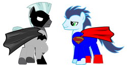 Size: 1334x690 | Tagged: safe, artist:jawsandgumballfan24, imported from derpibooru, soarin', thunderlane, pony, batman, batman v superman: dawn of justice, cape, clothes, cosplay, costume, simple background, superman, transparent background, vector