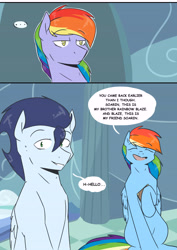 Size: 4961x6992 | Tagged: safe, artist:lrusu, imported from derpibooru, rainbow blaze, rainbow dash, soarin', pony, comic:rainbow crush, absurd resolution, comic, dialogue