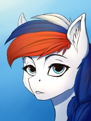 Size: 1800x2400 | Tagged: safe, artist:vistamage, imported from derpibooru, oc, oc only, oc:marussia, earth pony, pony, bust, ear fluff, female, gradient background, mare, nation ponies, ponified, portrait, russia, solo