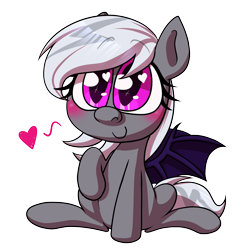 Size: 2000x2000 | Tagged: safe, artist:alittleofsomething, imported from derpibooru, oc, oc only, bat pony, pony, blushing, female, heart, heart eyes, mare, raised hoof, simple background, solo, transparent background, wingding eyes