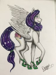 Size: 1024x1365 | Tagged: safe, artist:drago-draw, imported from derpibooru, oc, oc only, oc:bunny blosson, pegasus, pony, commission, solo, traditional art