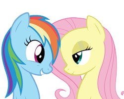 Size: 999x800 | Tagged: safe, artist:nejcrozi, artist:php11, artist:zutheskunk edits, edit, imported from derpibooru, fluttershy, rainbow dash, pegasus, pony, bedroom eyes, eye contact, female, flutterdash, lesbian, looking at each other, mare, shipping, simple background, smiling, transparent background, vector