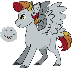 Size: 2700x2500 | Tagged: safe, artist:lxxjunebugxxl, imported from derpibooru, oc, oc only, oc:cirrus dash, pony, blank flank, high res, magical lesbian spawn, male, offspring, parent:derpy hooves, parent:rainbow dash, parents:derpydash, piercing, simple background, solo, stallion, tongue piercing, white background