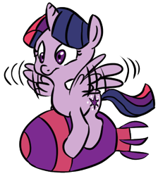 Size: 391x437 | Tagged: safe, artist:jay fosgitt, edit, idw, imported from derpibooru, twilight sparkle, alicorn, pony, bomb, female, flying, mare, riding a bomb, simple background, solo, spread wings, transparent background, twilight sparkle (alicorn), weapon