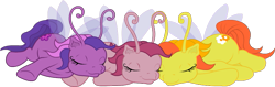 Size: 847x267 | Tagged: safe, artist:fallout152, imported from derpibooru, tiddlywink, tra-la-la, zipzee, breezie, cute, diabreezies, g3, g3betes, sleeping, tra-la-betes, winkabetes, zipzetes