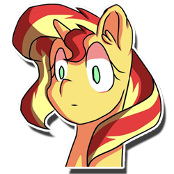 Size: 512x512 | Tagged: safe, artist:kenishra, imported from derpibooru, sunset shimmer, pony, unicorn, blank stare, bust, ear fluff, female, portrait, simple background, solo, transparent background