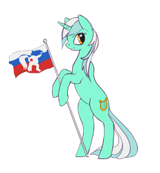 Size: 2244x2424 | Tagged: safe, artist:lunebat, imported from derpibooru, lyra heartstrings, pony, bipedal, deviantart group, female, flag, russia, solo