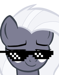 Size: 1103x1396 | Tagged: safe, artist:toyminator900, edit, editor:watermelon changeling, imported from derpibooru, oc, oc only, oc:aureai gray, pegasus, pony, c:, deal with it, simple background, smug, solo, sunglasses, swag glasses, white background