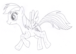 Size: 1400x992 | Tagged: safe, artist:aafh, imported from derpibooru, rainbow dash, pony, female, monochrome, solo, traditional art