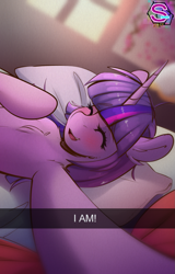 Size: 909x1418 | Tagged: safe, artist:sugarlesspaints, imported from derpibooru, twilight sparkle, pony, blushing, chest fluff, cute, ear fluff, eyes closed, female, open mouth, selfie, shoulder fluff, solo, twiabetes