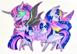 Size: 1024x721 | Tagged: safe, artist:oneiria-fylakas, imported from derpibooru, twilight sparkle, pony, equestria girls, equestria girls ponified, midnight sparkle, ponified, rainbow power, self ponidox, traditional art, twilight sparkle (alicorn)