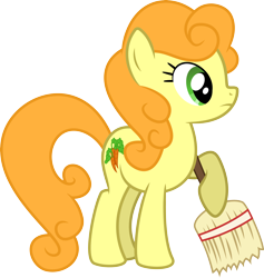 Size: 6178x6530 | Tagged: safe, artist:cloudyskie, imported from derpibooru, carrot top, golden harvest, earth pony, pony, the last roundup, .ai available, absurd resolution, background pony, broom, female, frown, mare, simple background, solo, transparent background, vector