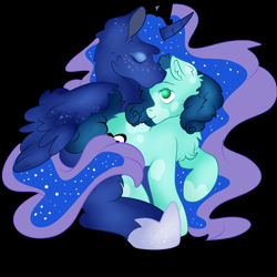 Size: 1024x1024 | Tagged: safe, artist:bewarethemusicman, imported from derpibooru, princess luna, oc, oc:crescentheart, earth pony, pony, fluffy, freckles