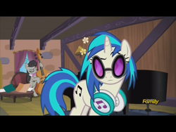 Size: 2048x1536 | Tagged: safe, imported from derpibooru, screencap, dj pon-3, octavia melody, vinyl scratch, pony, slice of life (episode), bipedal, cello, discovery family logo, musical instrument