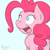 Size: 1024x1024 | Tagged: safe, artist:pexpy, imported from derpibooru, pinkie pie, earth pony, pony, blue background, female, open mouth, simple background, smiling, solo