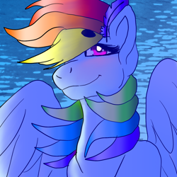 Size: 1426x1426 | Tagged: safe, artist:brainiac, imported from derpibooru, rainbow dash, pony, cute, feather, female, solo