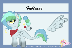 Size: 1024x683 | Tagged: safe, artist:raspberrystudios, imported from derpibooru, oc, oc only, oc:fabienne, pegasus, pony, bandana, gradient, long tail, multicolored hair, reference sheet, solo