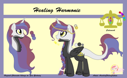 Size: 1024x626 | Tagged: safe, artist:raspberrystudios, imported from derpibooru, oc, oc only, oc:healing harmonie, alicorn, pony, alicorn oc, bust, cutie mark, long tail, multicolored hair, portrait, reference sheet, solo