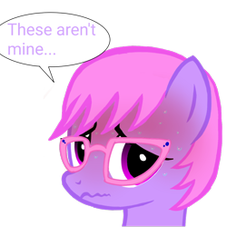 Size: 1000x1000 | Tagged: safe, artist:toyminator900, imported from derpibooru, oc, oc only, oc:melody notes, pegasus, pony, ashamed, bust, female, glasses, mare, portrait, scrunchy face, simple background, solo, speech bubble, sweat, transparent background