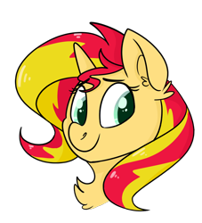 Size: 900x990 | Tagged: safe, artist:zombietoasts, imported from derpibooru, sunset shimmer, pony, unicorn, bust, female, portrait, simple background, smiling, solo, transparent background