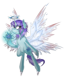 Size: 1568x1812 | Tagged: safe, artist:beardie, imported from derpibooru, oc, oc only, oc:jackie frost, alicorn, pony, seraph, seraphicorn, alicorn oc, angel, blood, commission, ice, multiple wings, simple background, solo, transparent background