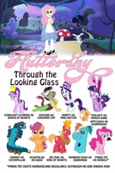 Size: 720x1082 | Tagged: safe, imported from derpibooru, angel bunny, applejack, big macintosh, cranky doodle donkey, discord, fluttershy, pinkie pie, rainbow dash, rarity, scootaloo, starlight glimmer, twilight sparkle, caterpillar, equestria girls, alice in wonderland, cheshire cat, crossover, mad hatter, male, queen of hearts