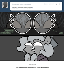 Size: 666x763 | Tagged: safe, artist:egophiliac, imported from derpibooru, princess luna, moonstuck, cartographer's cap, filly, grayscale, gritted teeth, hat, hud, marauder's mantle, monochrome, sweat, tumblr, tumblr comic, woona, woonoggles, younger