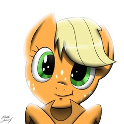 Size: 3200x3200 | Tagged: safe, artist:laffy372, imported from derpibooru, applejack, earth pony, pony, bust, female, looking at you, portrait, smiling, solo