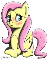 Size: 2185x2713 | Tagged: safe, artist:laffy372, imported from derpibooru, fluttershy, pegasus, pony, blushing, female, folded wings, looking at you, prone, simple background, solo, transparent background