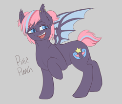 Size: 1280x1097 | Tagged: safe, artist:askamberfawn, imported from derpibooru, oc, oc only, oc:pixie punch, bat pony, pony, adoptable, female, open mouth, piercing, solo, tongue out