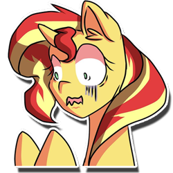 Size: 512x512 | Tagged: safe, artist:kenishra, imported from derpibooru, sunset shimmer, pony, unicorn, ear fluff, female, horrified, open mouth, simple background, solo, transparent background, wavy mouth