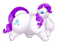 Size: 960x686 | Tagged: dead source, safe, artist:candyxxxholicxx, imported from derpibooru, rarity, pony, unicorn, fat, female, large butt, mare, obese, raritubby, simple background, solo, transparent background