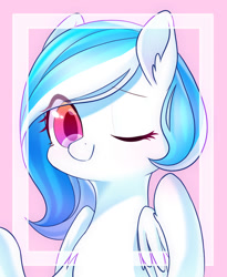 Size: 900x1100 | Tagged: safe, artist:leafywind, imported from derpibooru, oc, oc only, oc:snow heart, pegasus, pony, female, mare, one eye closed, solo, wink