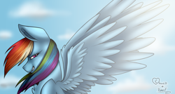 Size: 1024x548 | Tagged: safe, artist:heartcrushh, artist:punzieflower2002, imported from derpibooru, rainbow dash, pony, collaboration, female, solo, spread wings