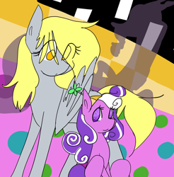 Size: 1024x1041 | Tagged: safe, artist:cubbybatdoodles, imported from derpibooru, derpy hooves, discord, screwball, pegasus, pony, duo, female, mare, shadow
